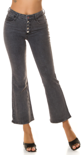 Trendy hoge taille flared jeans zwart